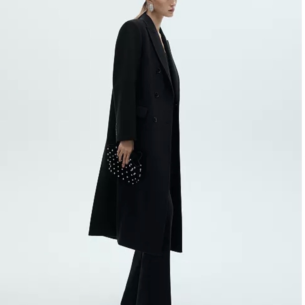 Mango Selection Double-Breasted Long Black Coat - image 2